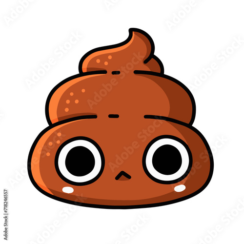 Cute poop design, Poop pain emotion, Sticker, Icon, Clipart, Vector on white background.
