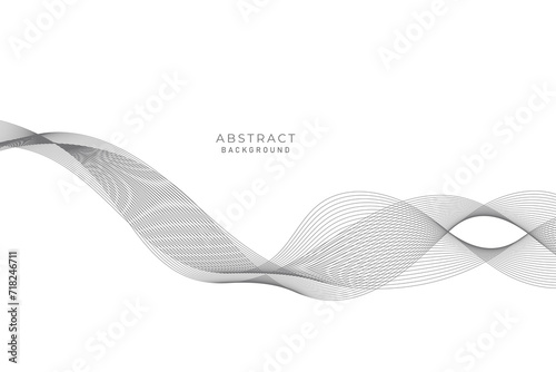 Lines for the background. Black stripes on a white background. Set of wavy lines. Multiple line waves. Creative line art. Grey waves with lines. Vector waves set. Curved wavy line, smooth stripe. © VectorStockStuff