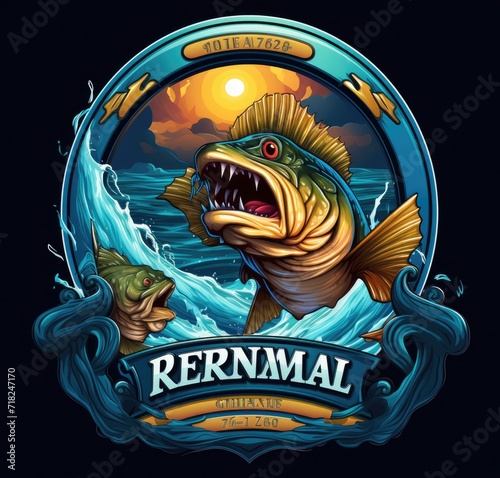 Fishing logo design template illustration . Sport fishing Logo