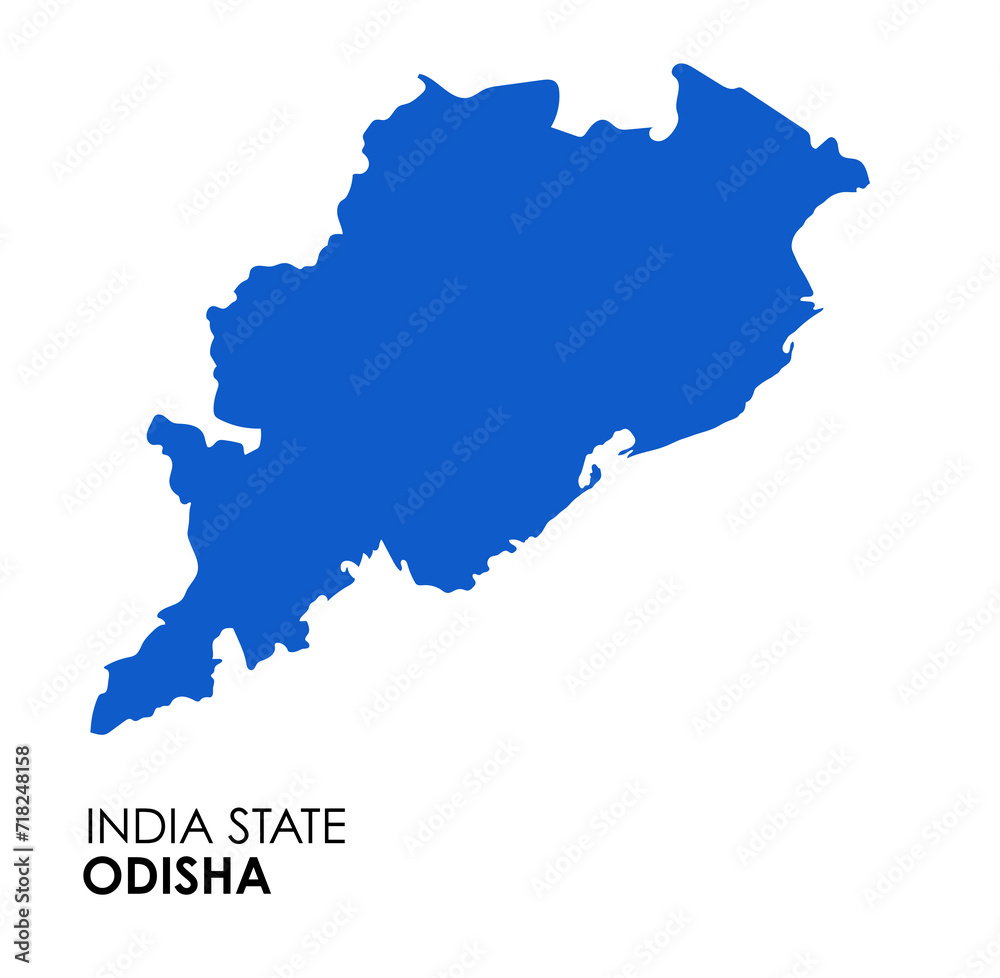 Odisha map of Indian state. Odisha map illustration. Odisha map on white background.