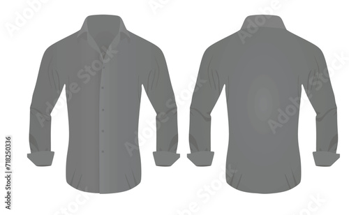Grey man long sleeve shirt. vector illustration