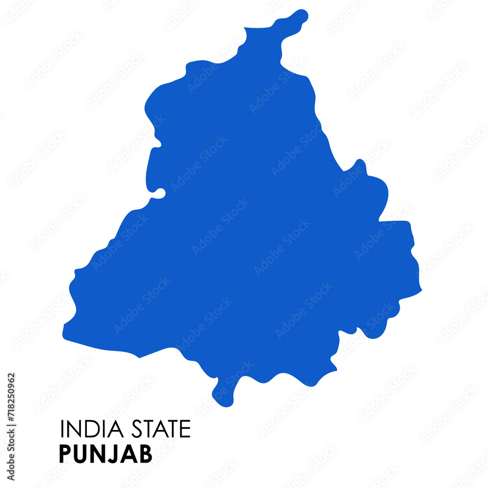 Punjab map of Indian state. Punjab map illustration. Punjab map on white background.