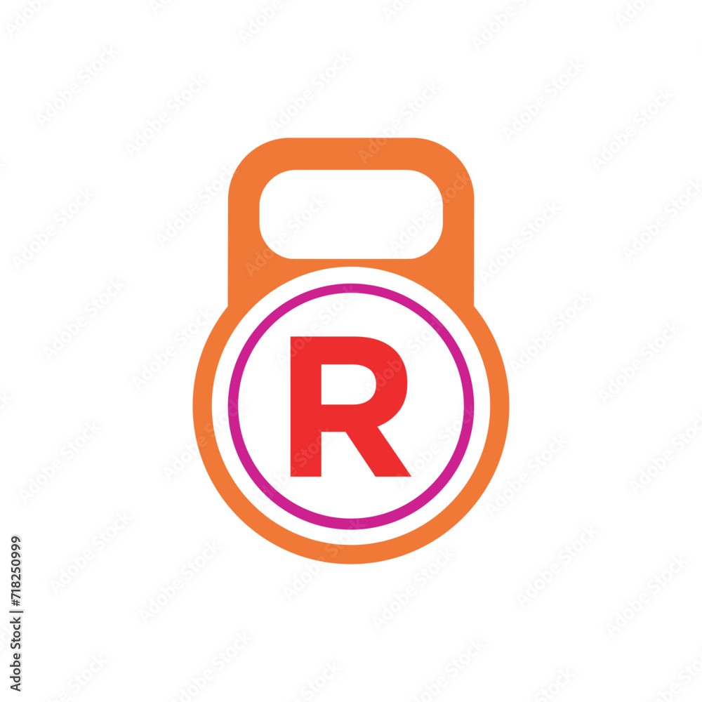 Kettlebel Logo combine with letter R vector template Kettlebel Logo combine with letter R vector template
