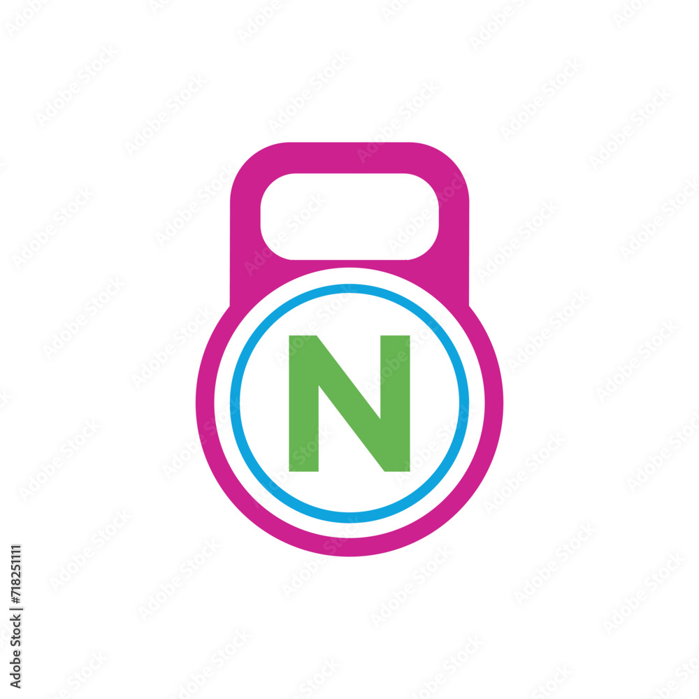 Kettlebel Logo combine with letter N vector template Kettlebel Logo combine with letter N vector template