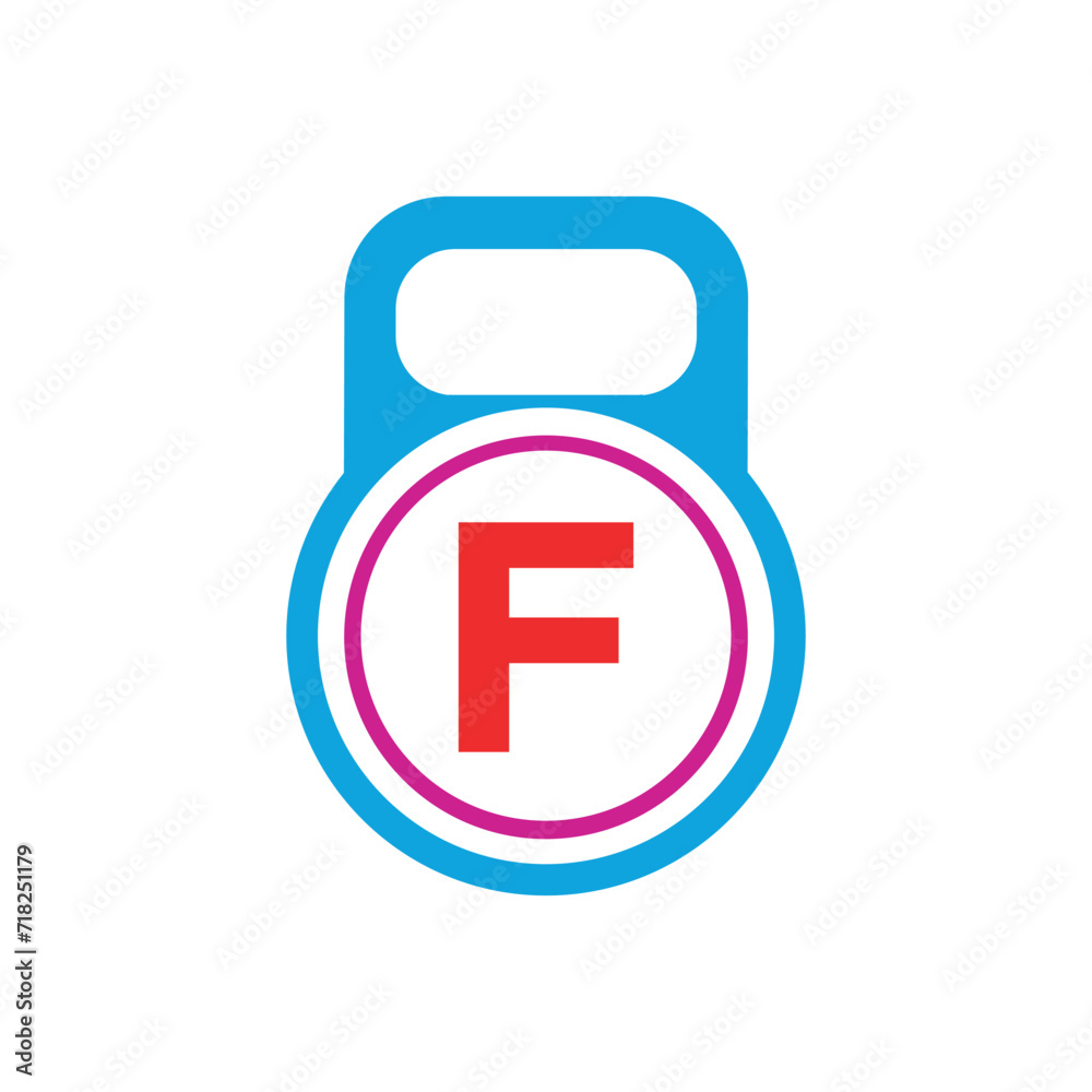 Kettlebel Logo combine with letter F vector template Kettlebel Logo combine with letter F vector template