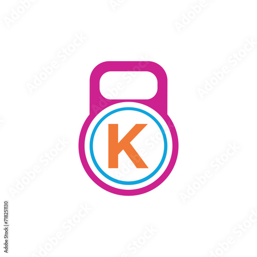 Kettlebel Logo combine with letter K vector template photo