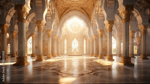 Arch shape Arabic Islamic style architecture  to be used as a background for celebrating Islamic holidays or others.