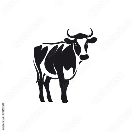 STYLIZED COW  full body  black an white  logo  icon  minimalist   reated with Generative Ai