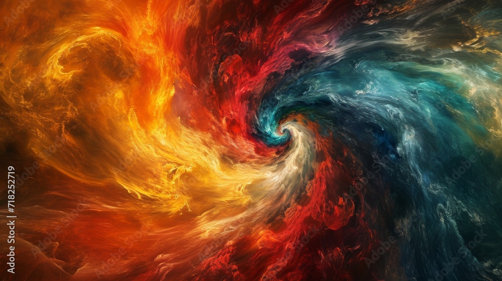 Fiery Swirl of Colorful Water