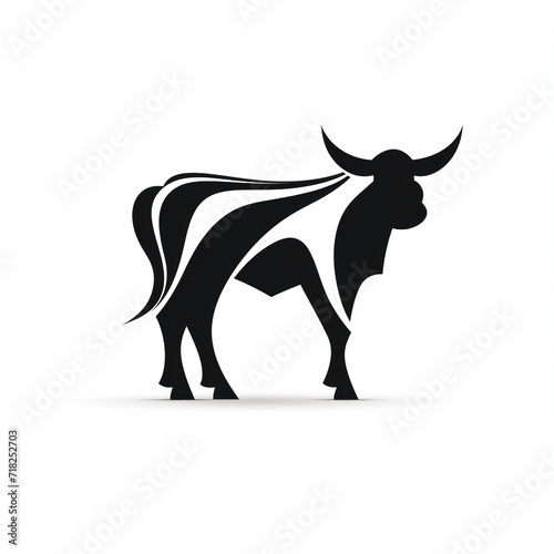 STYLIZED COW, full body, black an white, logo, icon, minimalist сreated with Generative Ai © Andrii Yablonskyi