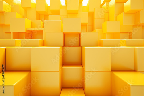 Abstract yellow cubes background