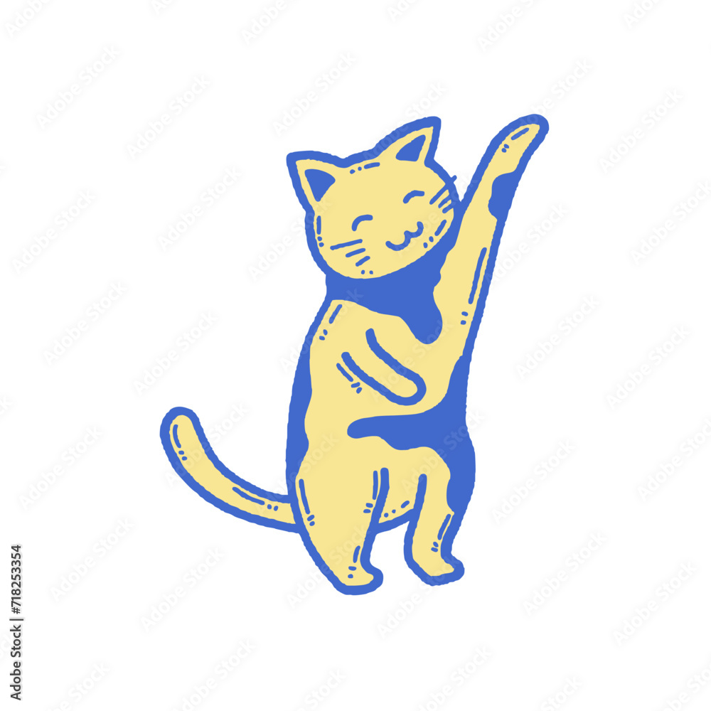 Naklejka premium svg happy cat doodle element set