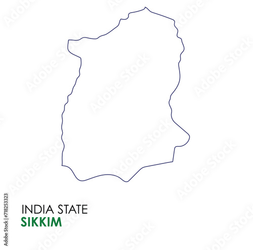 Sikkim map of Indian state. Sikkim map vector illustration. Sikkim vector map on white background.