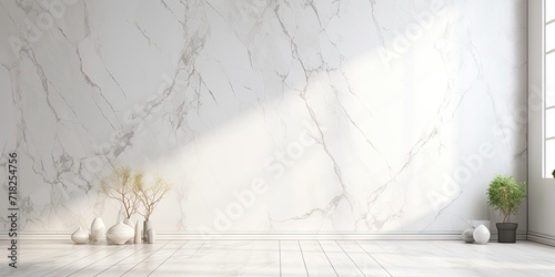 High-res, artistic, luxurious wallpaper with a stone-like, natural white marble texture for interior design. photo