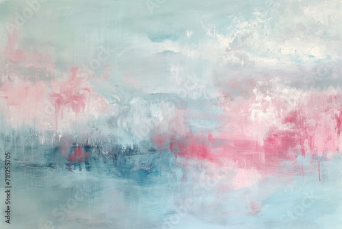 Abstract Painting With Soft Pink And Calming Sky Blue Hues. Сoncept Abstract Art, Soft Pink Hues, Calming Blue Hues, Painting, Colorful Expression
