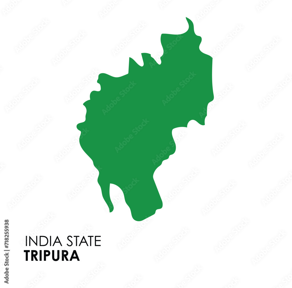 Tripura map of Indian state. Tripura map vector illustration. Tripura vector map on white background.