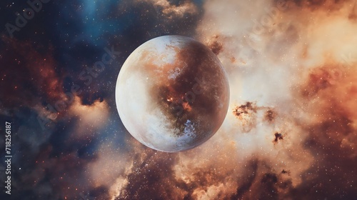 Obraz na płótnie Full disk of Pluto the planet from space on a cosmic background. astronomy and science fiction w salonie