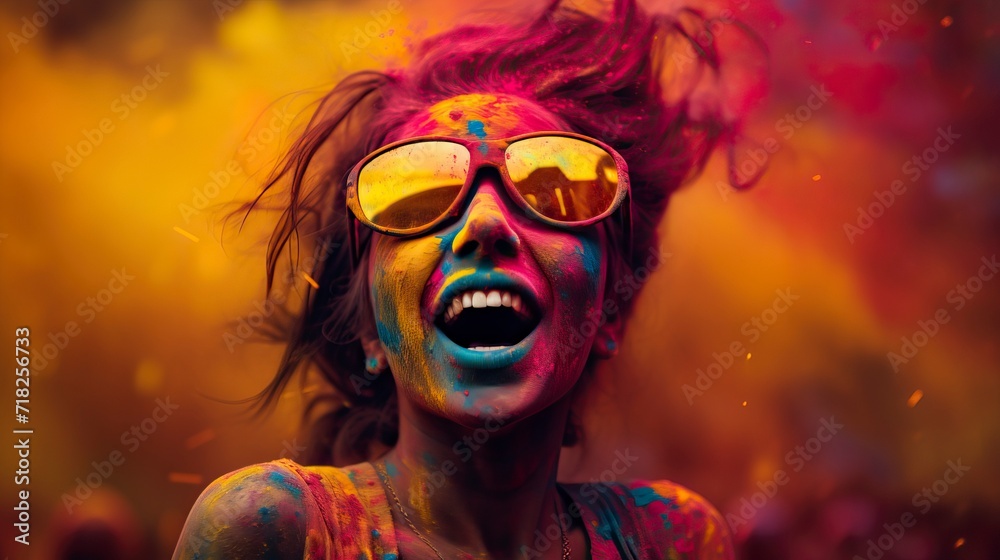 Happy Holi Wallpaper of a Smiling Face Happy Holi Wallpaper of a Smiling Face