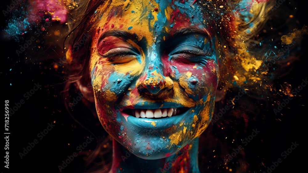 Happy Holi Wallpaper of a Smiling Face Happy Holi Wallpaper of a Smiling Face