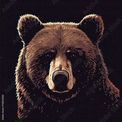 Illustration of a cute brown bear, featuring minimalist design with flat colors, as an element of animal design