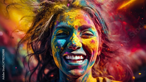 Happy Holi Wallpaper of a Smiling Face