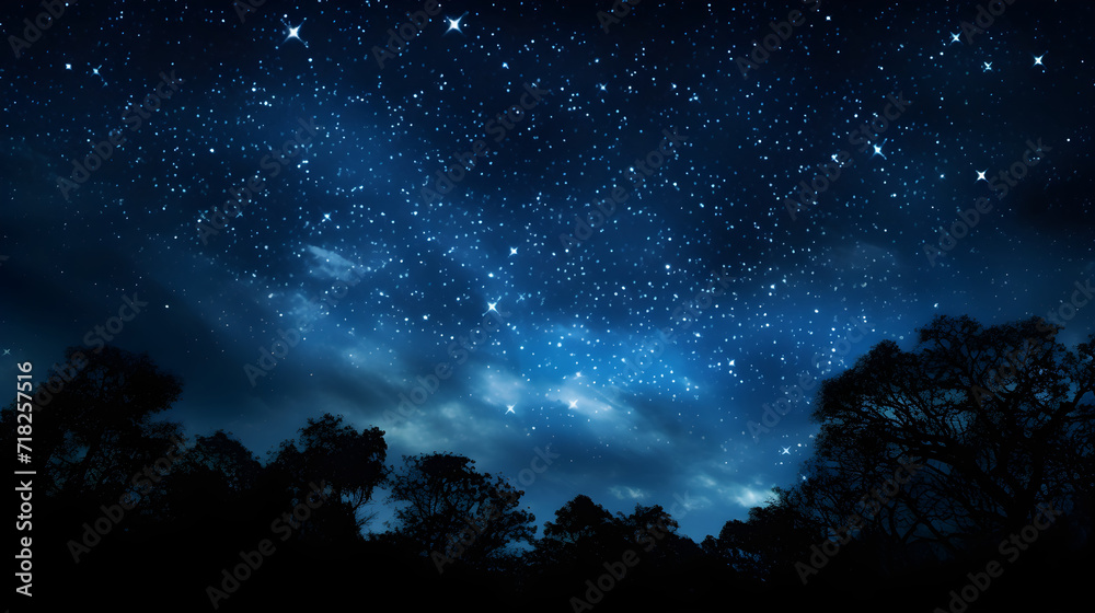 Starry night sky panorama: collision of tranquility and infinite wonder