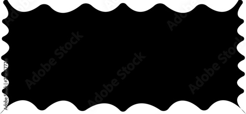 Zig zag edge rectangle shapes frame. Simple geometrical monochrome shapes. Jagged patches. Black graphic design elements for decoration, banner, poster, template, sticker, badge, collage. Vector.