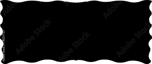 Zig zag edge rectangle shapes frame. Simple geometrical monochrome shapes. Jagged patches. Black graphic design elements for decoration, banner, poster, template, sticker, badge, collage. Vector.