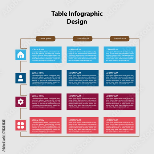 Table infographic design template vector
