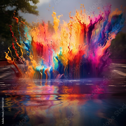 Splashes of paint for Holi in nature 