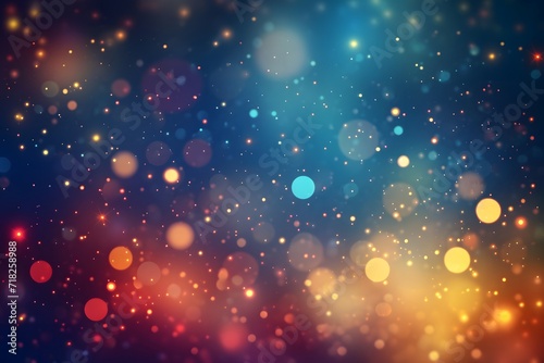 Colorful Bokeh Lights and Stars on Dark Background