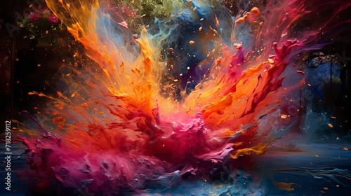 Splashes of paint for Holi in nature
 photo