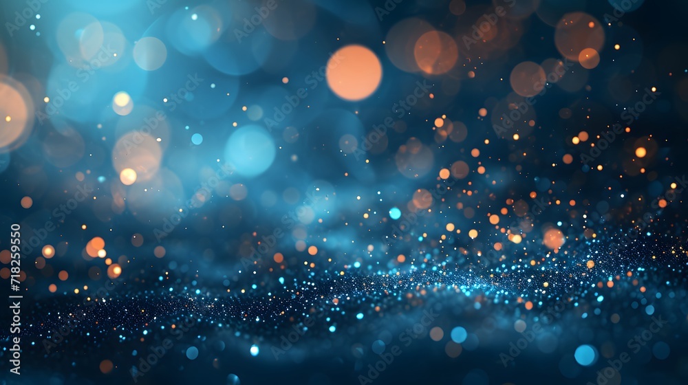 Orange and Blue Bokeh Lights with Glitter and Diamond Dust