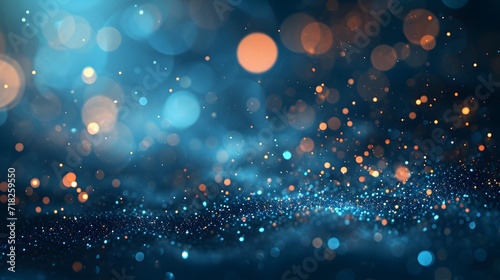 Orange and Blue Bokeh Lights with Glitter and Diamond Dust