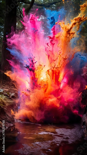 Splashes of paint for Holi in nature