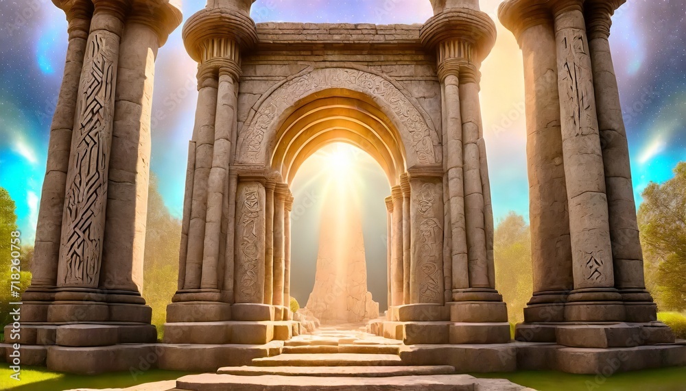 ancient arch and pillars portal to another world magical ancient runes