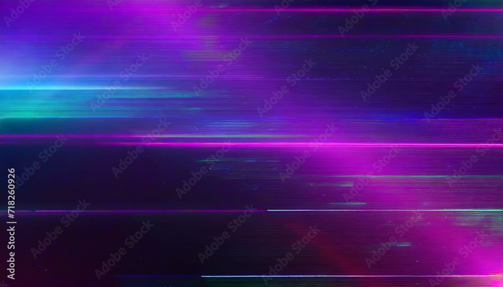 abstract purple green and pink background with interlaced digital distorted motion glitch effect futuristic cyberpunk design retro futurism webpunk rave 80s 90s aesthetic techno neon colors - obrazy, fototapety, plakaty 