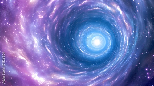Beautiful Blue and Purple Galaxy Spiral with Stars