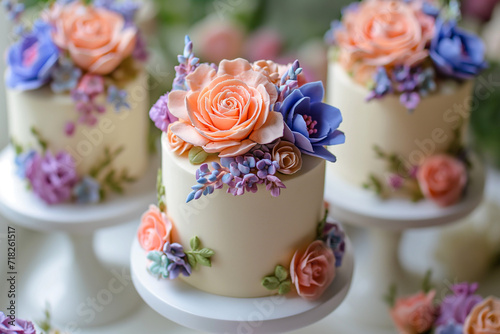 Mini Cakes with Sugar Flower and Fondant Decorations