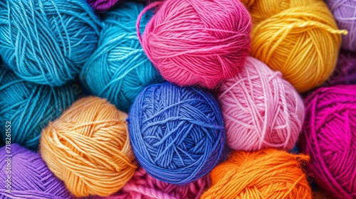 Colorful Assortment of Yarn Balls