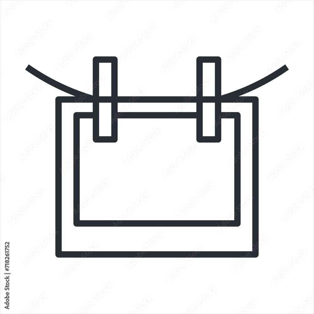 Photo frame picture image hang on rope concept. Vector graphic design illustration Photo frame picture image hang on rope concept. Vector graphic design illustration