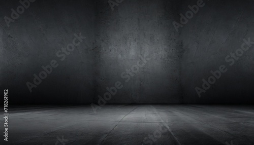 black dark and gray abstract cement wall and studio room interior texture for display products wall background room hangar parking car showroom