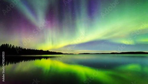 northern lights over lake in finland