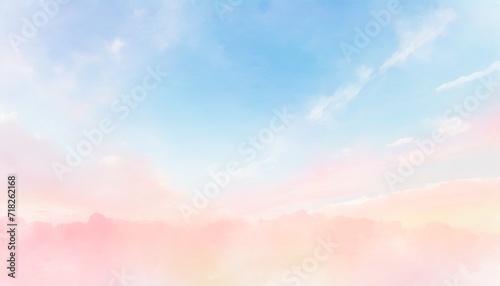 Photo watercolor pastel pink with tranquil sky blue
