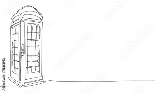 Phone Booth one line continuous. Line art Phone Booth retro banner concept. Hand drawn vector art. photo