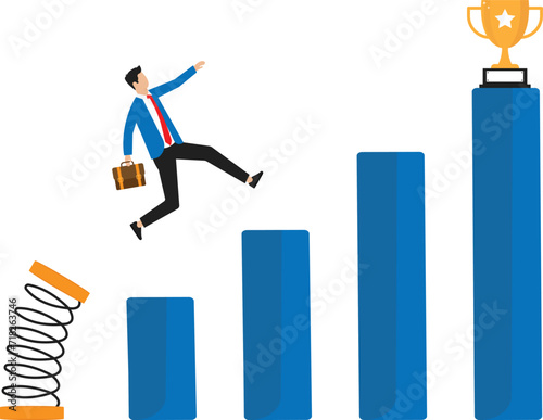 Recovery of profits after economic crisis or recession, business growth and overcoming financial difficulties, risk in the way to success
