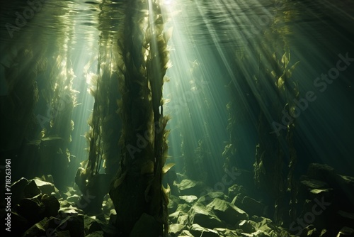 Underwater Kelp Forest with Sunlight