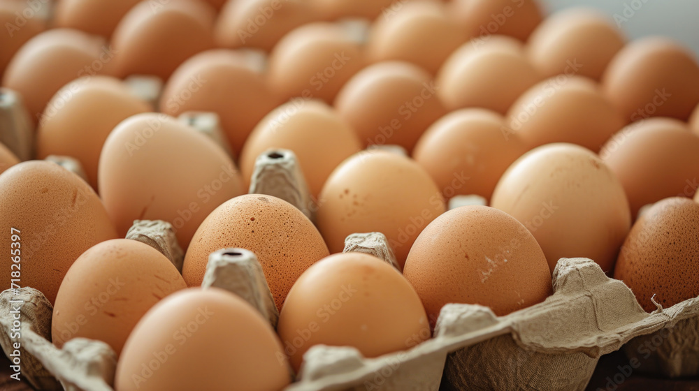 Carton of Fresh Brown Eggs Overhead View