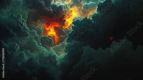 Abstract fractal composition with clouds and sunlight effects photo