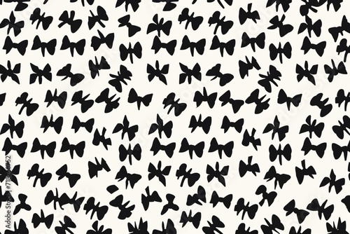 Bow tie pattern. Simple minimalist vector seamless texture with small bow-ties. Abstract monochrome geometric ornament. Hipster fashion style. Cute funky background. Repeat design for decor  print